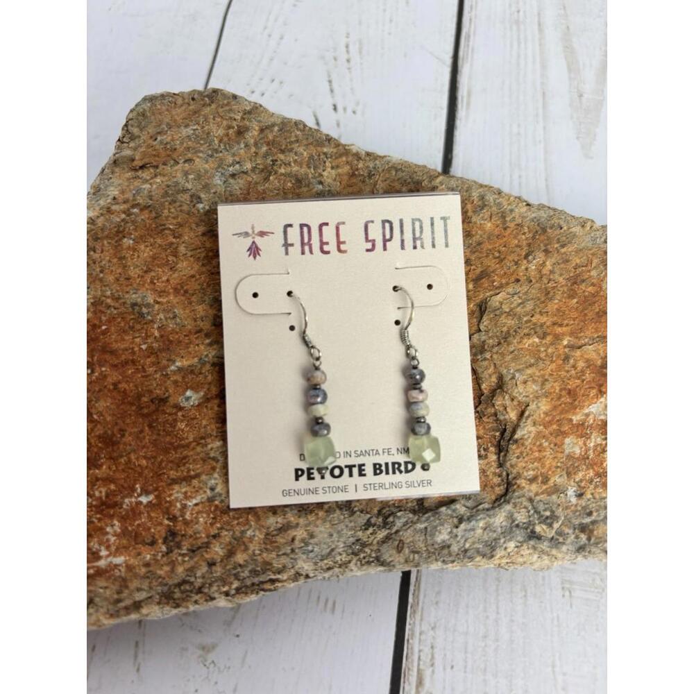 Peyote Bird Free Spirit Sterling Silver Genuine Stone Pearl Drop Earrings J099